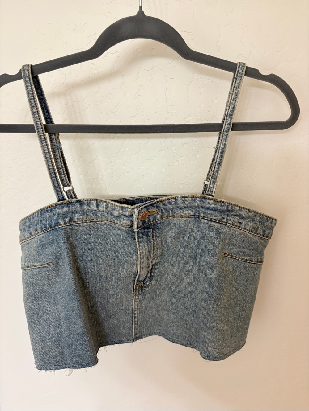 wild fable Light Blue Denim Crop Tank with Adjustable Straps